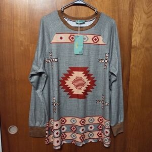 Southwestern Pattern Long Sleeve Top